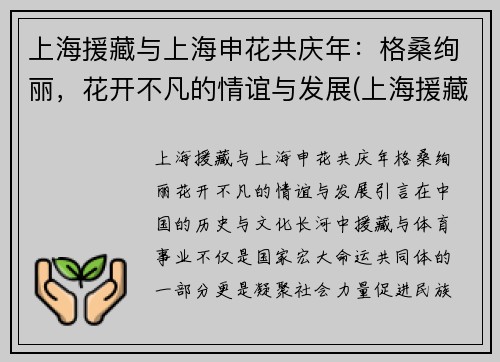 上海援藏与上海申花共庆年：格桑绚丽，花开不凡的情谊与发展(上海援藏领队)