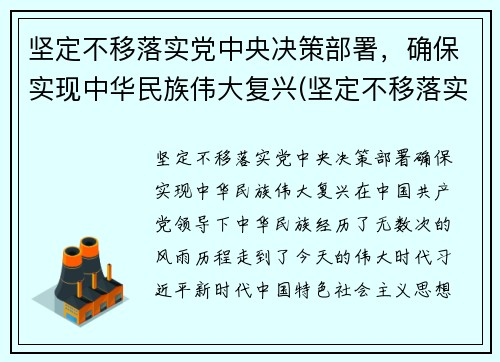 坚定不移落实党中央决策部署，确保实现中华民族伟大复兴(坚定不移落实党的民族政策)